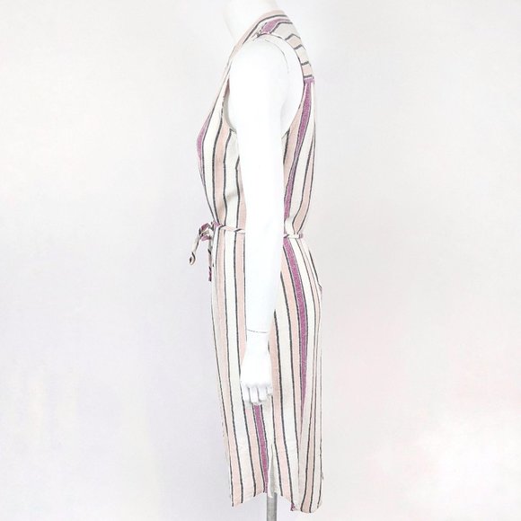 Splendid Linen Striped Shirt Dress NWT XS Pink Whi - Picture 4 of 9